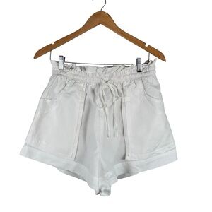 Petal & Pup‎ High Waist Paper Bag White Linen Shorts Size 8